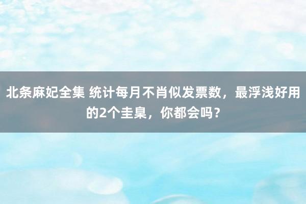 北条麻妃全集 统计每月不肖似发票数，最浮浅好用的2个圭臬，你都会吗？