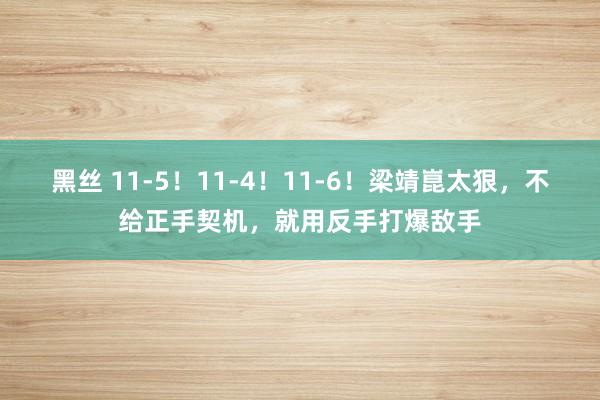 黑丝 11-5！11-4！11-6！梁靖崑太狠，不给正手契机，就用反手打爆敌手