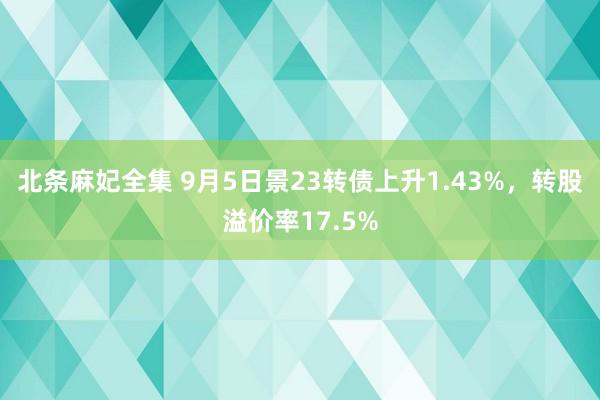 北条麻妃全集 9月5日景23转债上升1.43%，转股溢价率17.5%