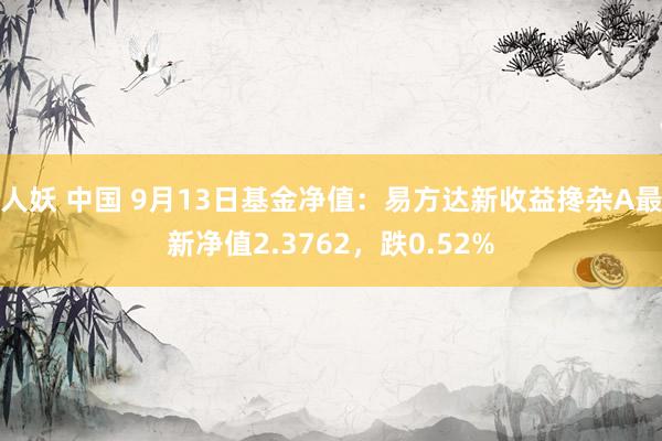 人妖 中国 9月13日基金净值：易方达新收益搀杂A最新净值2.3762，跌0.52%