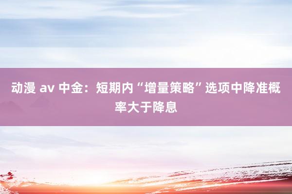 动漫 av 中金：短期内“增量策略”选项中降准概率大于降息