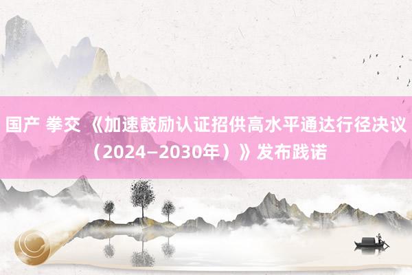 国产 拳交 《加速鼓励认证招供高水平通达行径决议（2024—2030年）》发布践诺