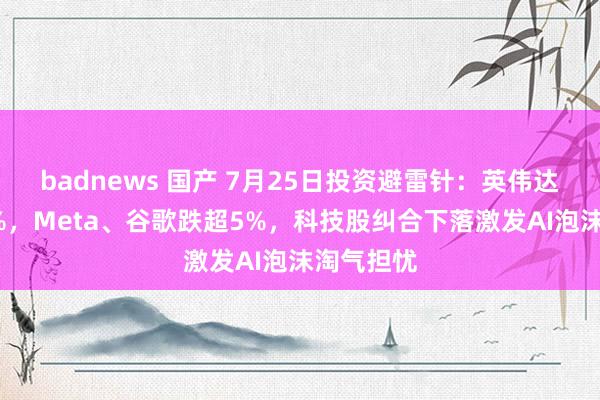 badnews 国产 7月25日投资避雷针：英伟达重挫近7%，Meta、谷歌跌超5%，科技股纠合下落激发AI泡沫淘气担忧