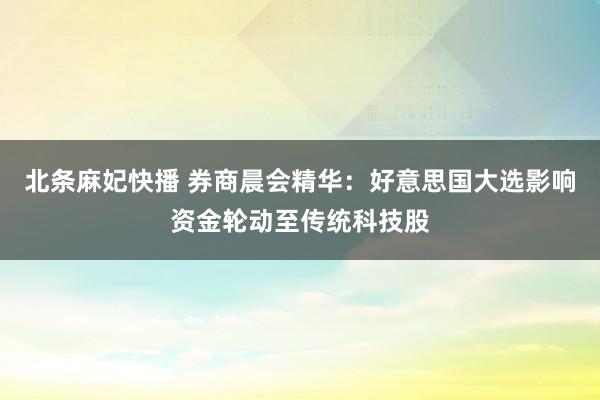 北条麻妃快播 券商晨会精华：好意思国大选影响资金轮动至传统科技股