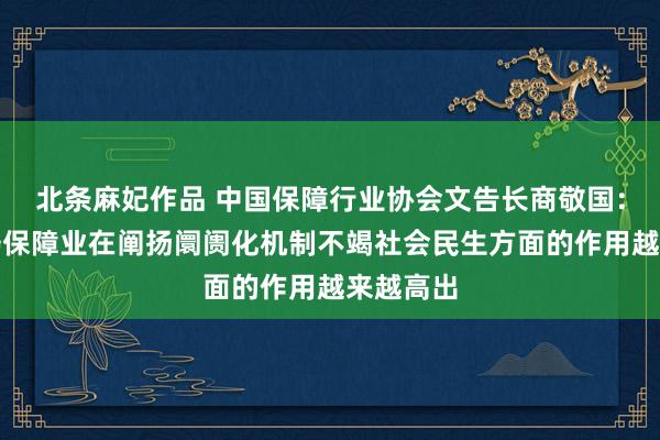 北条麻妃作品 中国保障行业协会文告长商敬国：东谈主寿保障业在阐扬阛阓化机制不竭社会民生方面的作用越来越高出