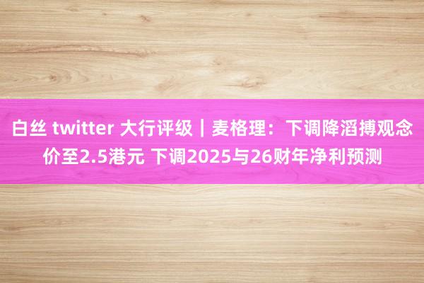 白丝 twitter 大行评级｜麦格理：下调降滔搏观念价至2.5港元 下调2025与26财年净利预测