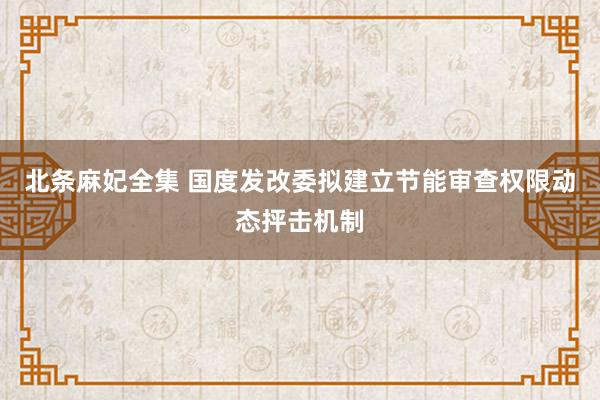 北条麻妃全集 国度发改委拟建立节能审查权限动态抨击机制