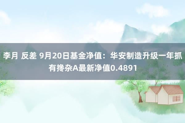 李月 反差 9月20日基金净值：华安制造升级一年抓有搀杂A最新净值0.4891