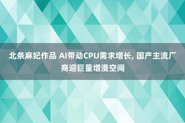 北条麻妃作品 AI带动CPU需求增长， 国产主流厂商迎巨量增漫空间