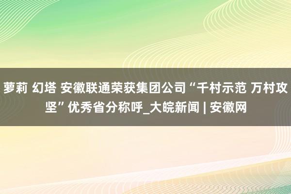 萝莉 幻塔 安徽联通荣获集团公司“千村示范 万村攻坚”优秀省分称呼_大皖新闻 | 安徽网