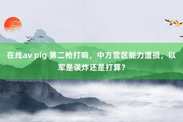 在线av pig 第二枪打响，中方营区能力遭损，以军是误炸还是打算？