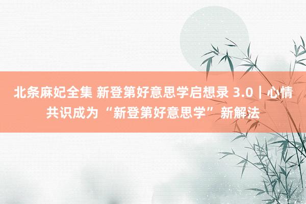 北条麻妃全集 新登第好意思学启想录 3.0｜心情共识成为 “新登第好意思学” 新解法