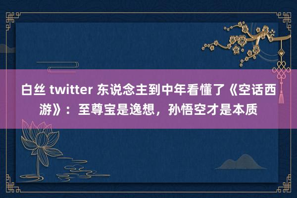 白丝 twitter 东说念主到中年看懂了《空话西游》：至尊宝是逸想，孙悟空才是本质