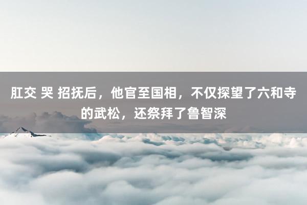 肛交 哭 招抚后，他官至国相，不仅探望了六和寺的武松，还祭拜了鲁智深