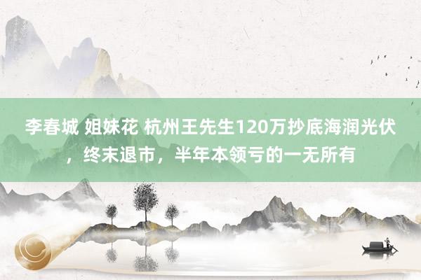 李春城 姐妹花 杭州王先生120万抄底海润光伏，终末退市，半年本领亏的一无所有