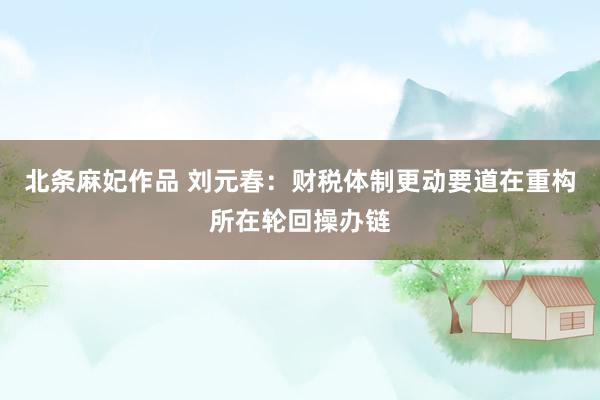 北条麻妃作品 刘元春：财税体制更动要道在重构所在轮回操办链