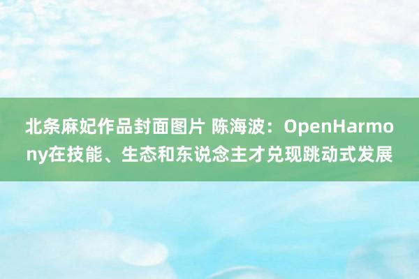 北条麻妃作品封面图片 陈海波：OpenHarmony在技能、生态和东说念主才兑现跳动式发展