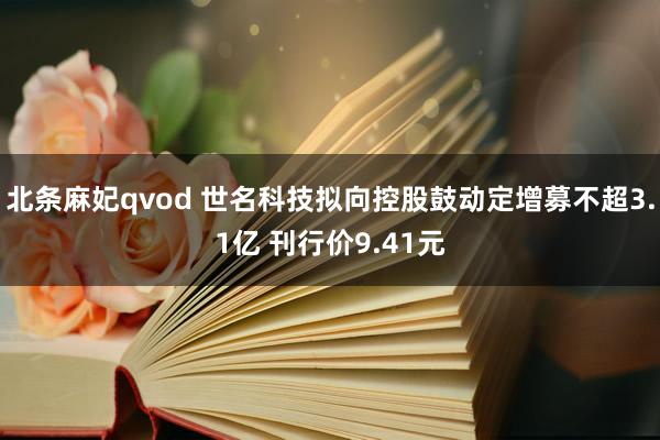 北条麻妃qvod 世名科技拟向控股鼓动定增募不超3.1亿 刊行价9.41元