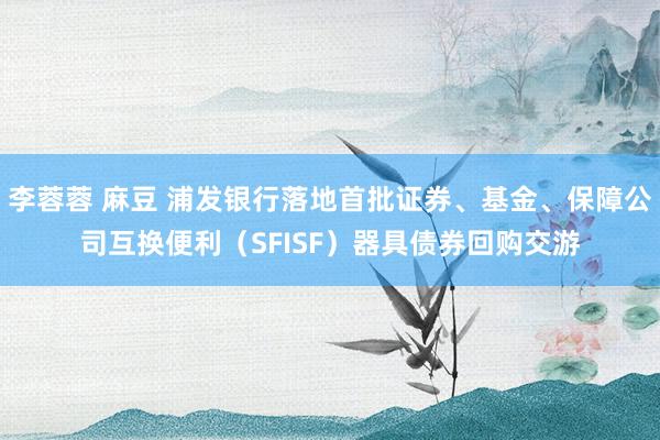 李蓉蓉 麻豆 浦发银行落地首批证券、基金、保障公司互换便利（SFISF）器具债券回购交游