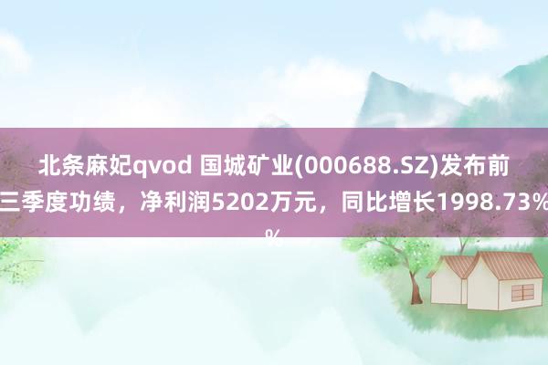 北条麻妃qvod 国城矿业(000688.SZ)发布前三季度功绩，净利润5202万元，同比增长1998.73%