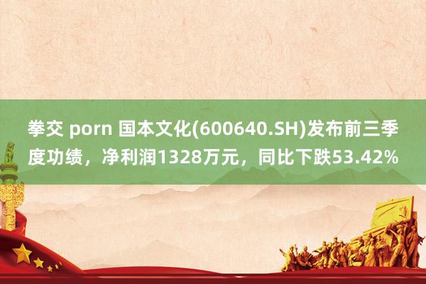 拳交 porn 国本文化(600640.SH)发布前三季度功绩，净利润1328万元，同比下跌53.42%