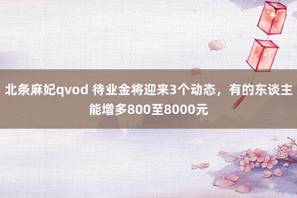 北条麻妃qvod 待业金将迎来3个动态，有的东谈主能增多800至8000元