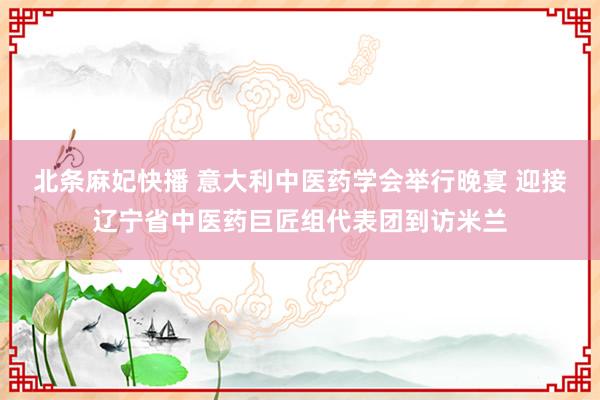 北条麻妃快播 意大利中医药学会举行晚宴 迎接辽宁省中医药巨匠组代表团到访米兰