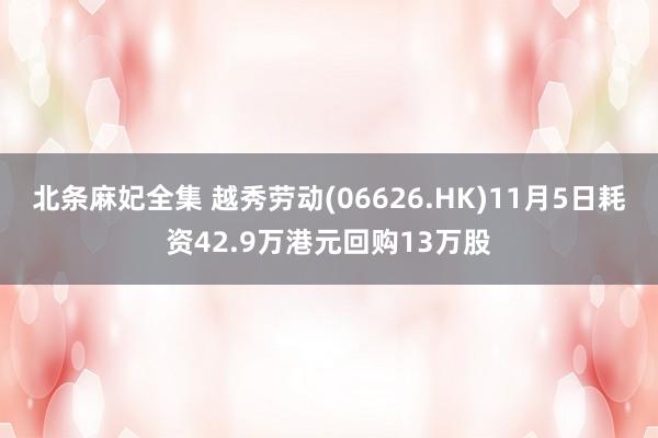 北条麻妃全集 越秀劳动(06626.HK)11月5日耗资42.9万港元回购13万股