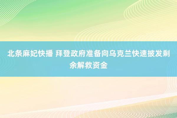 北条麻妃快播 拜登政府准备向乌克兰快速披发剩余解救资金