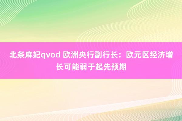 北条麻妃qvod 欧洲央行副行长：欧元区经济增长可能弱于起先预期