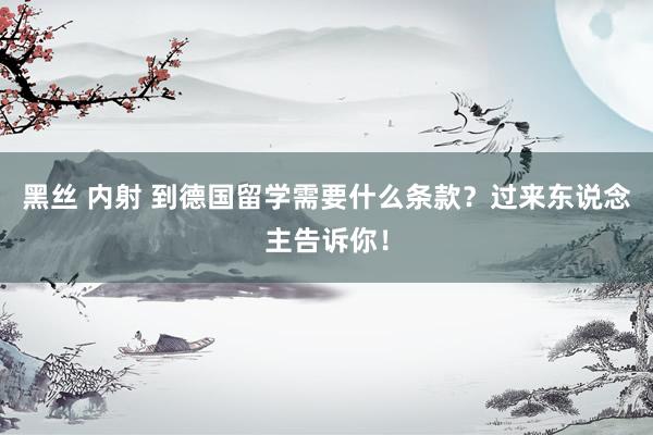 黑丝 内射 到德国留学需要什么条款？过来东说念主告诉你！